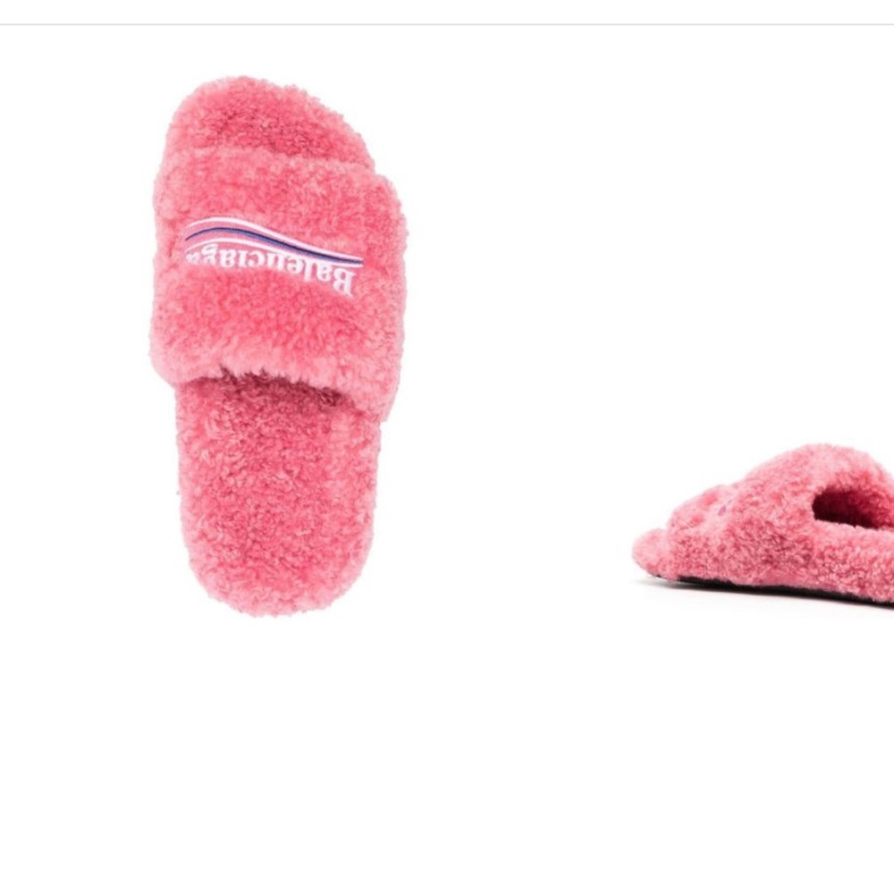 shearling balenciaga slides pink! Barely worn maybe 2x